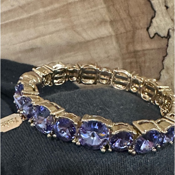 Tasha Gold Plate Bracelet with light Purple Crystal Stones - Picture 5 of 6